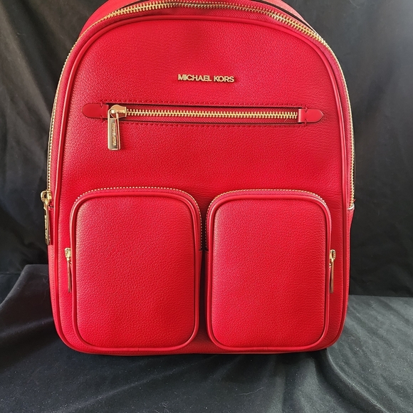$558! NWT Michael Kors Red Leather Backpack - Picture 1 of 7